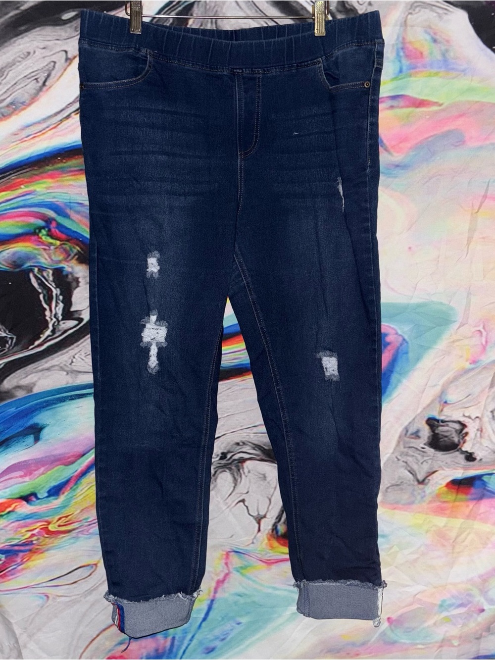 Dark Blue Distressed Women's Jeggings